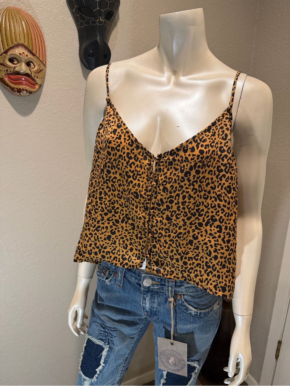 wild fable Leopard Print Spaghetti Strap Cami - brown, black